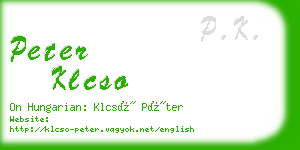 peter klcso business card